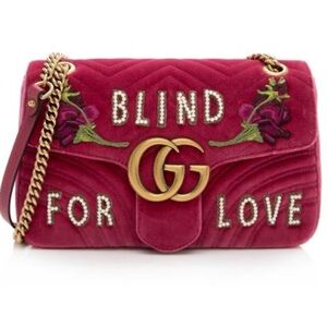 Gucci Blind For Love pink velvet and leather shoulder or crossbody handbag